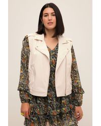 Studio Untold - Steppweste Biker Weste Loose Fit Revers Zipper Lederoptik - Lyst