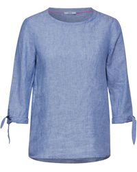 Cecil - Klassische Bluse in Linen Chambray Blue (1-tlg) Schleife - Lyst