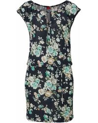 S.oliver - Sommerkleid ( Bindeband) mit Blumenprint, figurschmeichelndes Strandkleid - Lyst