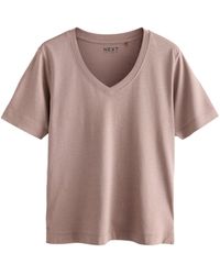Next - T-Shirt mit V-Ausschnitt aus Baumwolle und Modal (1-tlg) - Lyst