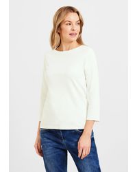Cecil - 3/4-Arm- Basic Shirt Unifarbe in Vanilla White (1-tlg) Nicht Vorhanden - Lyst