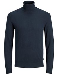 Jack & Jones - Dünner Rollkragen Strickpullover Rundhals Basic Sweater JJEEMIL 4297 in Dunkelblau - Lyst