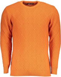 U.S. Grand Polo - Strickpullover Eleganter Orange pullover mit Rhombenmuster und Rundhals - Lyst