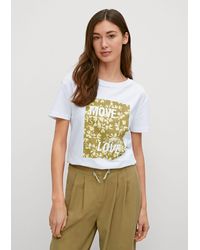 comma casual identity - Kurzarmshirt T-Shirt mit Artwork - Lyst