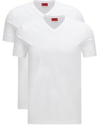 HUGO - Zweier-Pack T-Shirts aus elastischem Baumwoll-Jersey mit V-Ausschnitt - Lyst