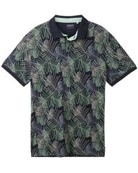 Tom Tailor - T-Shirt allover printed polo, navy multicolor leaf design - Lyst
