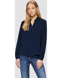 QS - Langarmbluse Durchgeknöpfte Bluse aus Crêpe Raffung - Lyst