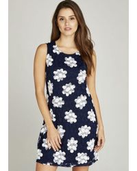 Apricot Etuikleid »Mesh Mandala Print Shift Dress« mit semitransparenten Details - Blau