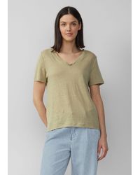S.oliver - Kurzarmshirt T-Shirt aus Leinen mit V-Ausschnitt - Lyst