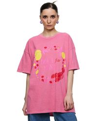 Worldclassca - Oversized Print DOLCE FAR NIENTE T-Shirt Sommer Oberteil - Lyst