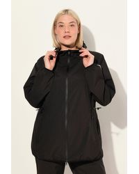 Ulla Popken - Funktionsjacke Regenjacke leicht Kapuze wasserdicht verstaubar - Lyst