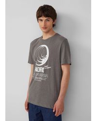 S.oliver - Shirttop Baumwoll-T-Shirt mit Frontprint und Flammgarnstruktur - Lyst