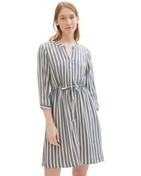 Tom Tailor - Sommerkleid striped dress, offwhite navy vertical stripe - Lyst