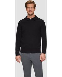 S.oliver - Softer Polo-Strickpullover aus reiner Wolle Rippblende - Lyst