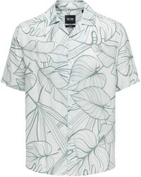 Only & Sons - Kurzarmhemd Hemd mit Resort Kragen lässig und bequem 7346 in Weiß - Lyst