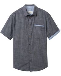 Tom Tailor - T- structured slubyarn shirt, navy small structure - Lyst