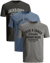 Jack & Jones - Print- (Spar-Set, 3er-Pack) Big Size Shirt, Übergröße aus Baumwolle - Lyst