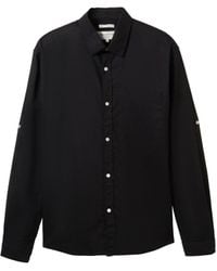 Tom Tailor - Langarmhemd relaxed cotton linen shirt - Lyst