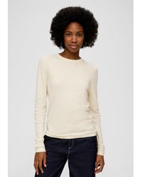 QS - Strickpullover Pullover aus Baumwoll-Viskose-Mix Logo - Lyst