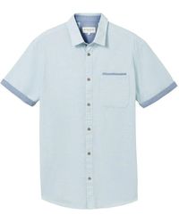 Tom Tailor - T- structured slubyarn shirt, turquoise small structure - Lyst