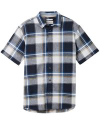Tom Tailor - T- checked cotton shirt, navy linen check - Lyst