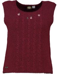 hammerschmid - Strickpullover Pullunder Thur bordeaux mit handgestickten Blümchen - Lyst