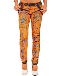 Cipo & Baxx - Slim-fit-Jeans Auffällige Hose BA-WD445 in Orange mit Modischen Farbklecksen - Lyst