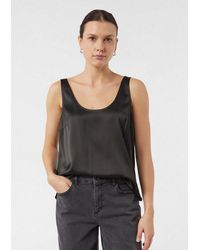 Comma, - Blusentop Bluse Satintop Mit Tiefem Ausschnitt - Lyst