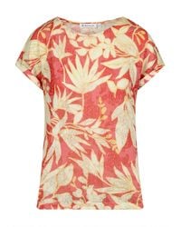 Bicalla - T- Shirt mit Blätter-Print und Ornamenten in Rot/Sand (1-tlg) - Lyst