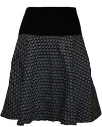 dunkle design - A-Linien-Rock Bengalin Stretch 57cm Schwarz Weiß Grau Elastischer Bund - Lyst
