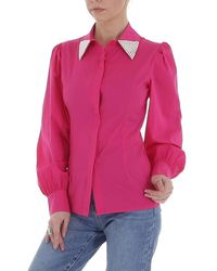 Ital-Design - Langarmbluse Elegant Hemd Perlen Bluse in Pink - Lyst