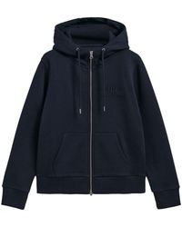 GANT - Kapuzenstrickjacke 4200671 Sweatjacke Reg Tonal Shield im Regular-Fit-Design - Lyst