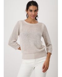 Monari - Rundhalspullover aus Ajourstrick - Lyst