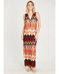 Apricot Maxi-jurk Chevron Zip Front Maxi Dress - Oranje