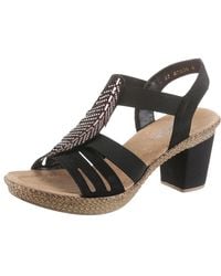 Rieker - Sandalette, Sommerschuh, Sandale, Plateauabsatz, Mit Strass-Steinchen Verziert - Lyst