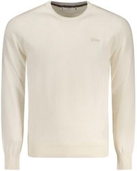 Guess - Strickpullover Weißer Pullover mit Rundhalsausschnitt und Stickerei-Logo - Lyst
