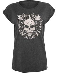 Youth Designz - Print-Shirt "Skull Rock N Roll" T-Shirt Statement oder Geschenk Frauen Motiv mit stylischen Aufdruck - Lyst