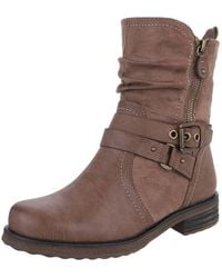 Ital-Design - Stylischer Stretch-Stiefel Mit Schnalle Und Reißverschluss Stiefelette (90109984) Blockabsatz Western- & Bikerboots - Lyst