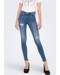 ONLY - Skinny-fit-Jeans ONLWAUW MID SK DESTROY DNM BJ210 mit Destroyed Effekt - Lyst