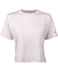 Champion - Kurzes T-Shirt, Logo-Print, Rundhals - Lyst