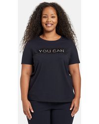 Samoon - Kurzarmshirt T-Shirt mit Pailletten-Wording - Lyst