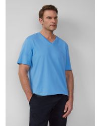 S.oliver - Kurzarmshirt T-Shirt mit V-Ausschnitt und Logo-Stickerei - Lyst