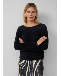 S.oliver - Longpullover Strickpullover Flauschiger Pullover Mit U-Boot-Ausschnitt - Lyst