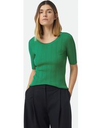 Comma, - Kurzarmshirt Elastischer Slim-Fit-Pullover mit Rippstruktur - Lyst