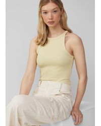 QS - Shirttop Geripptes Tanktop Paspel - Lyst