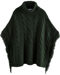 Next - Strickponcho Cape-Strickjacke mit Rollkragen, Fransen (1-tlg) - Lyst