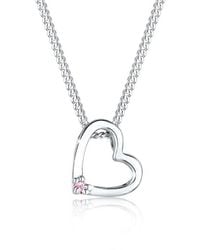 Elli Jewelry - Kette Mit Anhänger Herz 925 Sterling Silber, Mit Kristallen Von Swarovski, Herz - Lyst
