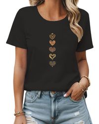 PYL - Bequemes Sommer Kurzarmbluse Locker Liebe Print-Shirt Bequem für Freizeit und Büro,Strandurlaub - Lyst