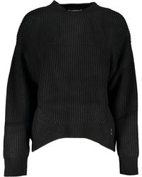 Patrizia Pepe - Strickpullover Eleganter pullover Schwarz mit Hohem Kragen und Kontrastdetails - Lyst