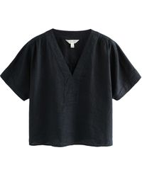 Next - Blusenshirt Langärmeliges Schlupf-Oberteil 100 % Leinen (1-tlg) - Lyst